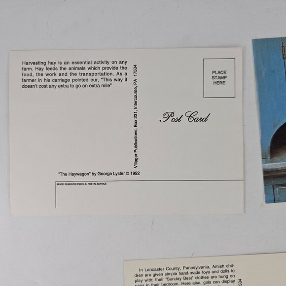 Set of 3 Vintage Amish Life Postcards George Lyster 1992 Pennsylvania Dutch Art - Picture 3 of 8